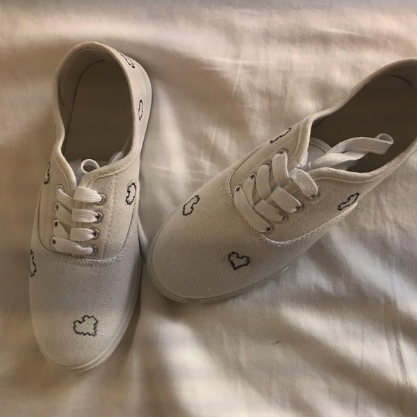 Custom hand-painted pixelated heart sneakers shoes, Heart shoes, Heart Converse, Air Force 1’s, AF1’s, Valentines gift, Heartstopper Merch