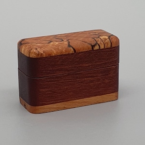 Sapele & spalted beech, single ring box, wedding ring box, engagement ring box, valentines gift, gift for her, Christmas gift, Artisan box.