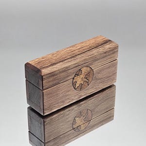 American Black Walnut with circular spalted Beech inlay single or double ring box, ring box, engagement ring box, wedding ring box.
