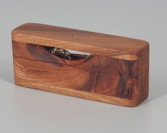 Caja de anillo de borde vivo abierto de Scottish Burr Elm, caja de anillo único, caja de anillo única, caja de anillo doble, caja de anillo de compromiso, caja de anillo de boda.