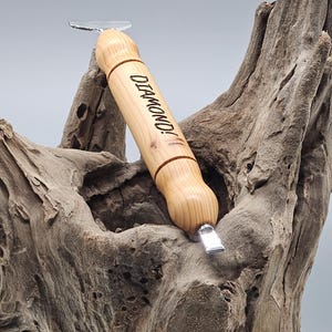 Chunky English Yew handmade diamond painting pen with engraved design, individually hand turned on a lathe, each pen is unique.