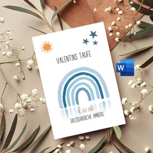 Kirchenheft Taufe Umschlag, frei editierbar (MS Word), Regenbogen