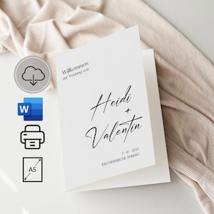 教会の小冊子結婚式、結婚式 - 自由に編集可能 (MS Word)、プロセス、プログラム、自分で印刷