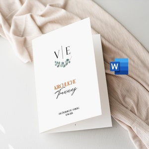 結婚式の教会の小冊子、8 ページ、自由に編集可能 (MS Word)、自分で印刷、結婚式、プロセス、プログラム