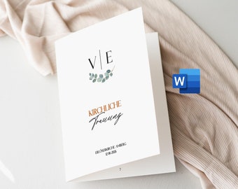 Kirchenheft Hochzeit, 8 Seiten, frei editierbar (MS Word), selbst ausdrucken, Trauung, Ablauf, Programm