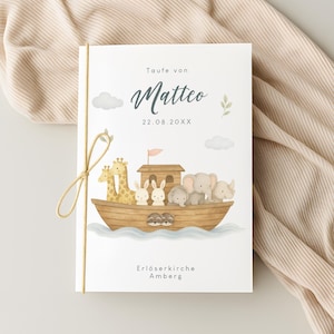 Modello di libretto della chiesa per il battesimo “Arca di Noè” | Libretto battesimo fai da te in formato PDF da scaricare | Libretto della chiesa A5 da progettare autonomamente