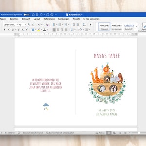 Church booklet baptism, 8 pages, digital Microsoft Word template, Noah's Ark image 2