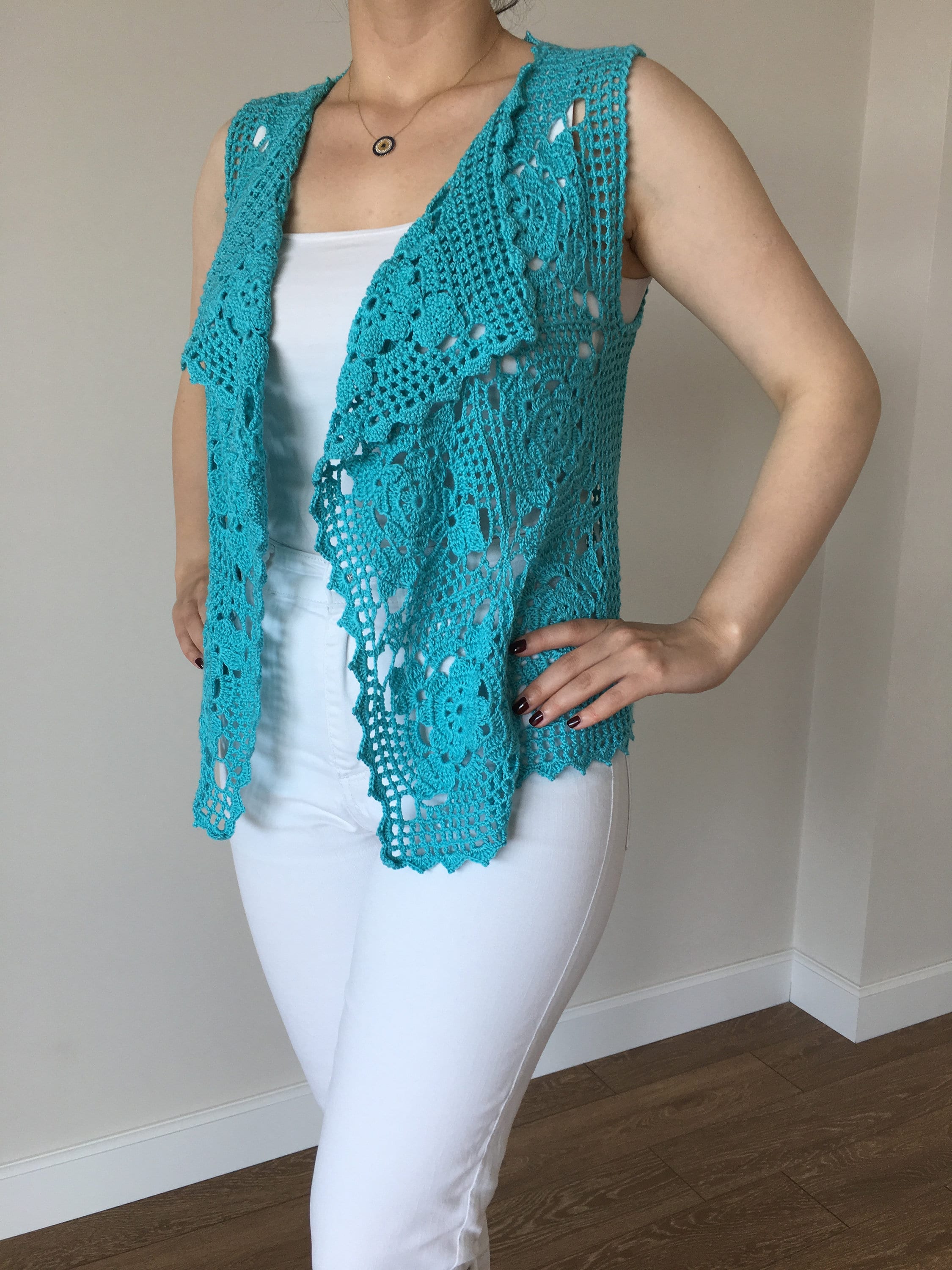 Women Crochet Vest Hand Knit Vest Handmade Vest Granny Etsy