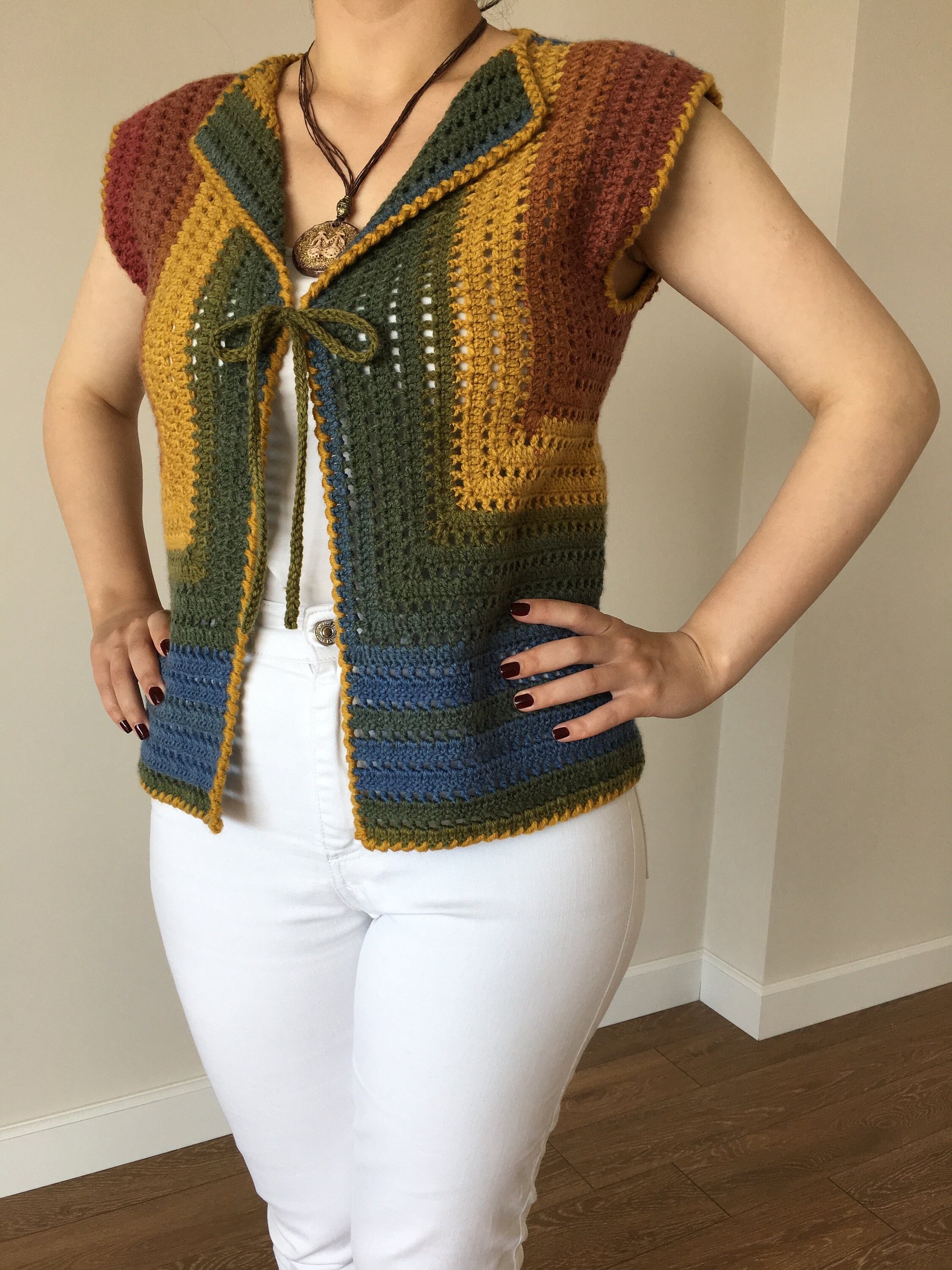 Women Crochet Vest Hand Knit Vest Handmade Vest Granny Etsy