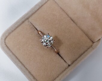 2-Carat Round Solitaire Lab grown Diamond Engagement Ring on a gold band