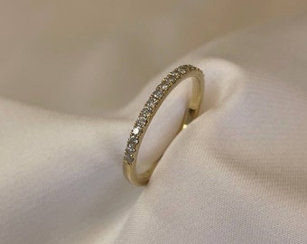 Fine Half Band Natural Diamond Wedding Ring 14K/18K Gold band with 15 0.15-carat stones.