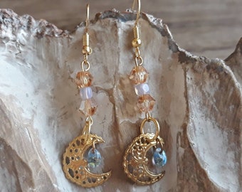 Crystal Moon Gold Earrings