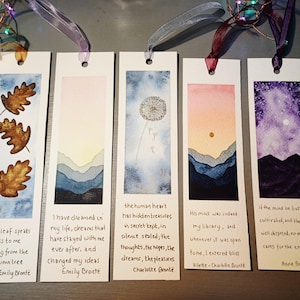 Bronte sister quotes.Hand made and painted bookmarks.