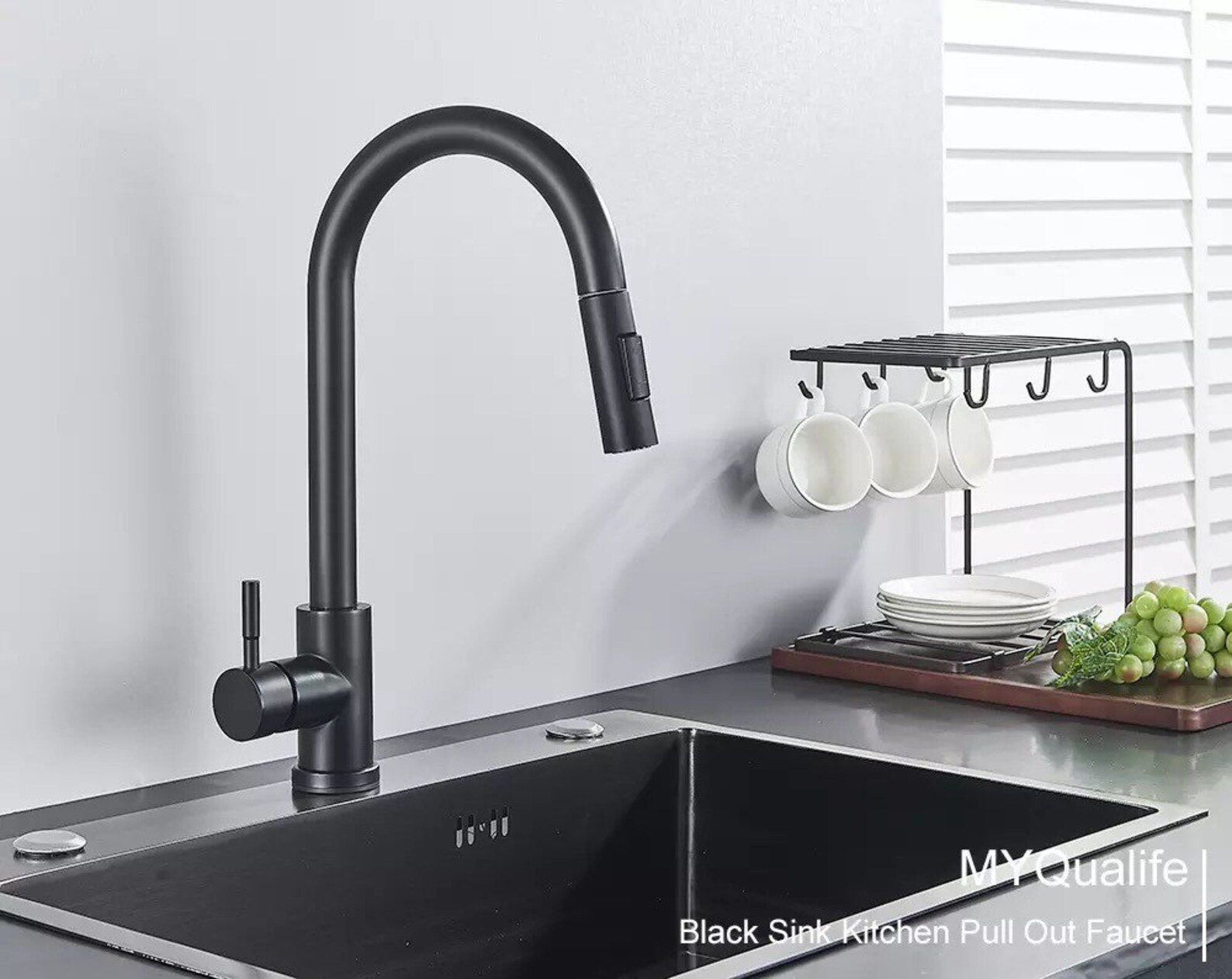 Gooseneck Kitchen Faucet Matte Black Pull Down Pull Out Etsy