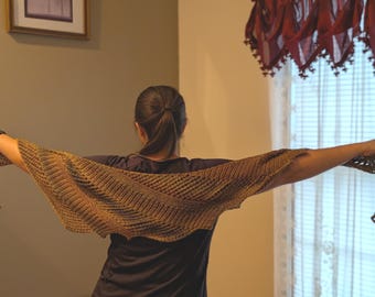 Handknit asymmetrical lace fall shawlette