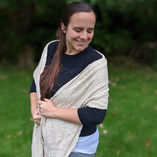 Handwoven Cotton Cream Shawl