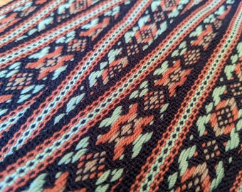 Handwoven Yoga Strap and mat carrier (Intricate Pattern & Extra Wide) (Navy, Turquoise, and Coral)