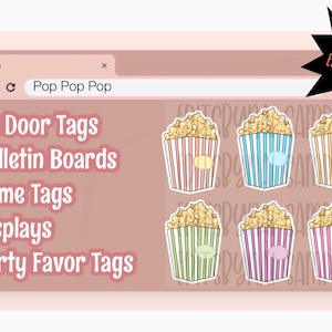 Popcorn Door Decs | Edit | Print | Treat | Summer | RA | Teacher | Party Decor | Name Tag | Classroom | Bulletin Board