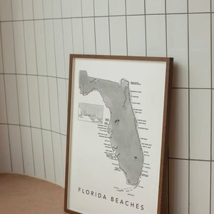 Digitale download van de stranden van Florida Kaart van de stranden van Florida, Florida Map Print, Florida Beaches Map *** Digitale download ***