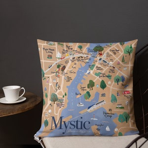 Downtown Mystic Map Pillow