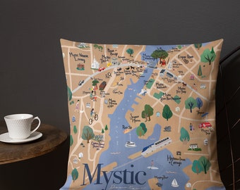 Downtown Mystic Map Pillow