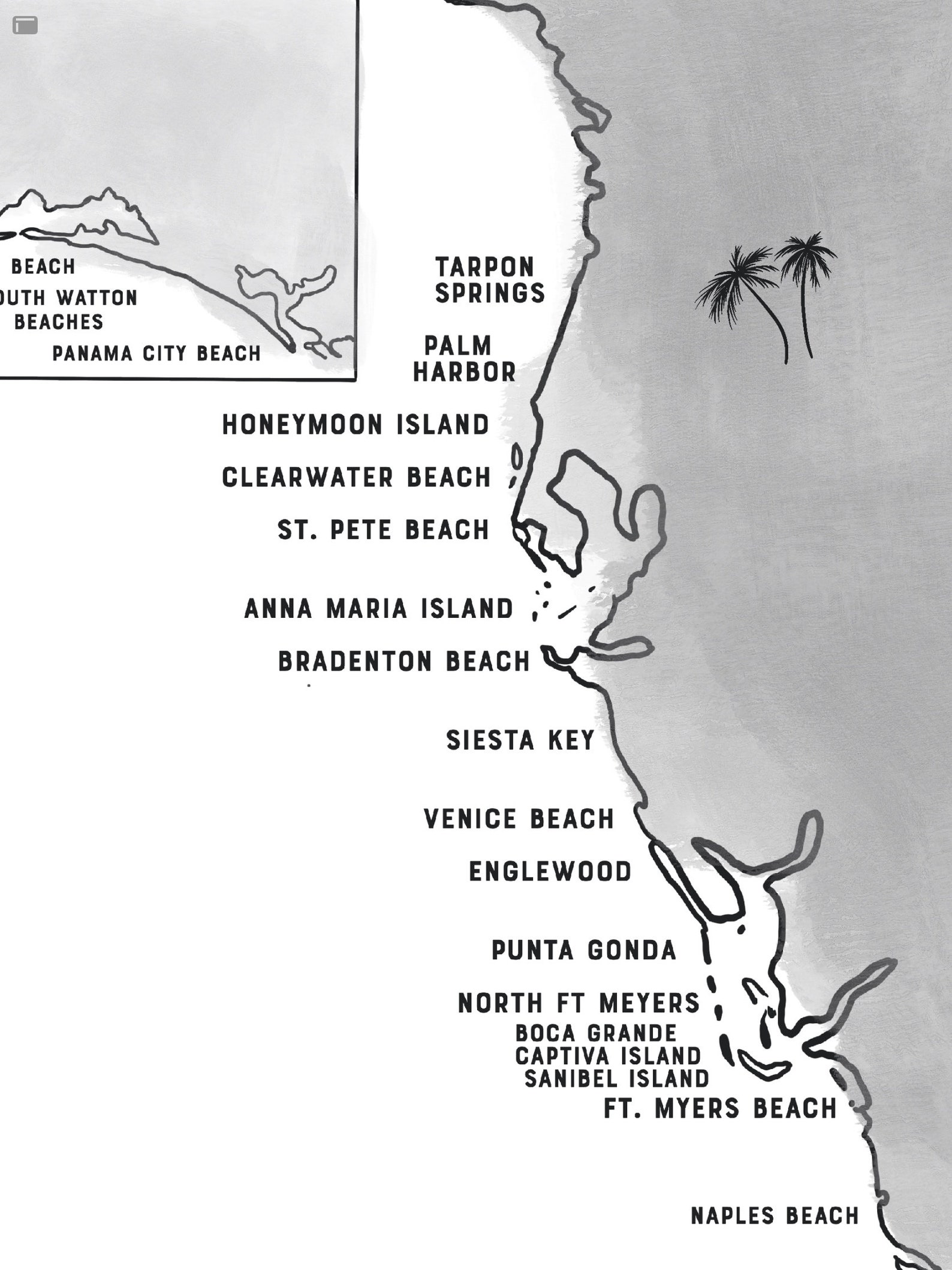 Florida Map of Florida Beaches, Florida Map Print, Florida Beaches Map Etsy