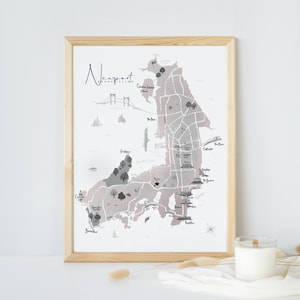 Newport RI Map Modern Illustrated in Neutral White Sand