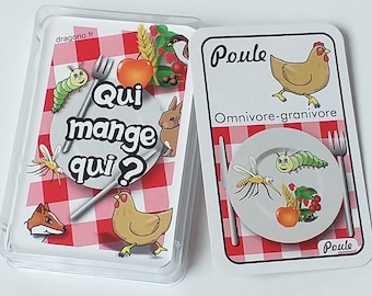 Jeu de cartes enfants avec animaux Qui mange qui ? Amusant et éducatif école primaire. Découvrir la Chaîne alimentaire en rigolant