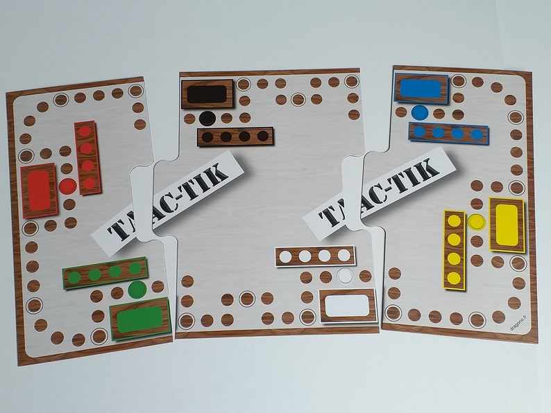 Tac Tik Jeu de Société avec plateau modulable 2 à 6 joueurs, Pions Bois, Cartes pour jouer aussi au jeu du Tock et Petits Chevaux Canadiens image 6