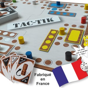 TAC TIK Jeu de SOCÉTÉ plateau modulable 2 à 6 joueurs avec Pions en Bois. Convivial, similaire jeu du Tock, Petits Chevaux Canadiens, Ludo