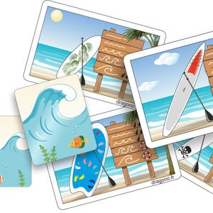 Les Paddles jeu de cartes à imprimer Jeu de Société Vacances Mer Surf Vagues