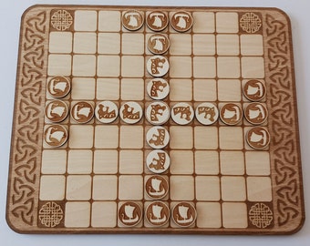 Tablut Jeu de Société Viking jeu de Tafl Hnefatafl jeu d'échec Nordique Tablier Scandinave avec plateau et pions en bois