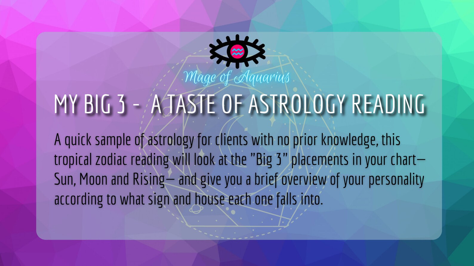 A Taste of Astrology My Big 3 Tropical Zodiac Chart Reading Etsy