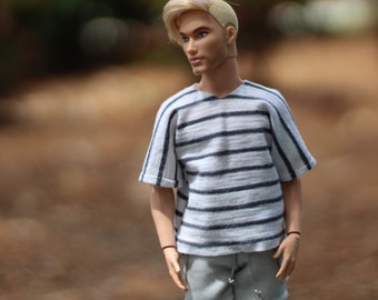 Striped short sleeved for Ken Doll