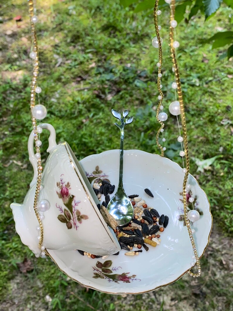 Vintage Teacup Bird Feeder Etsy