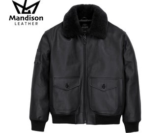 G-1 Bomberjacke, handgefertigte Bomberjacke, Lederbomberjacke, Fliegerjacke, Markenlederjacke mit Stickerei, teure Bomberjacke