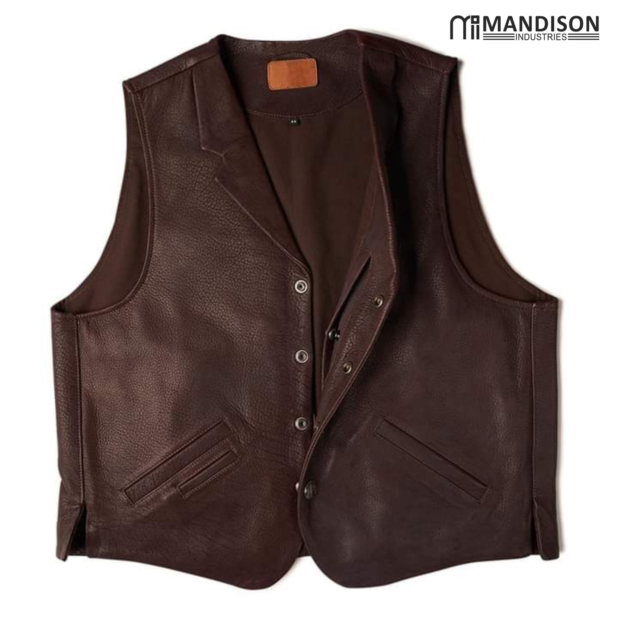 A Leather Vest for Men, 100% Original Cow Leather Dark Brown Men's Vest ...
