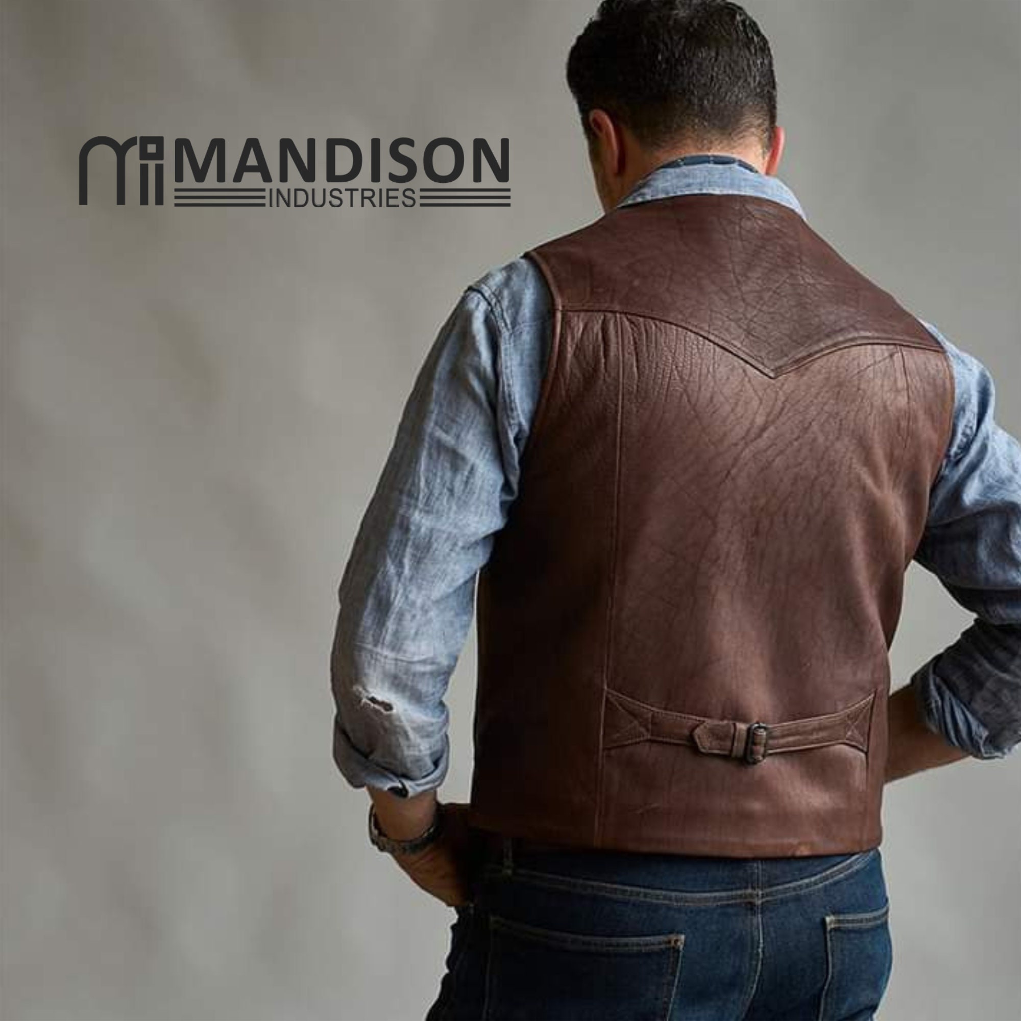 A Leather Vest for Men, 100 Original Cow Leather Dark Brown Men's Vest