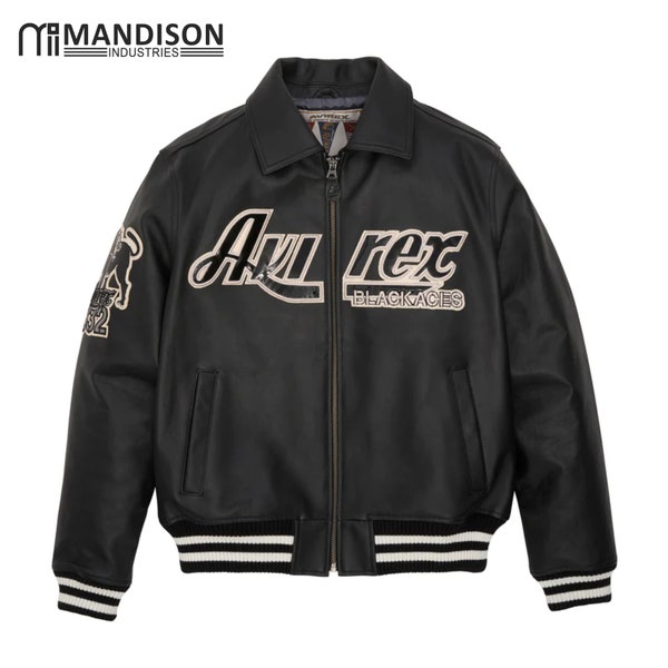 Black Aces A2 Jacket, Leather Jacket, 100% Original Leather Jacket, Black Leather Jacket, Jacket, Gift For Him