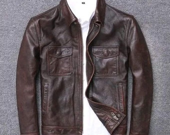 100% Original Leather Jacket For Men, Brown Leather Jacket, Leather Jacket, Motorcycle Jacket, Biker Jacket, Warm Leather Jacket