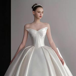 Modern Satin Ball Gown Wedding Dress with Sculpted Corset Bodice