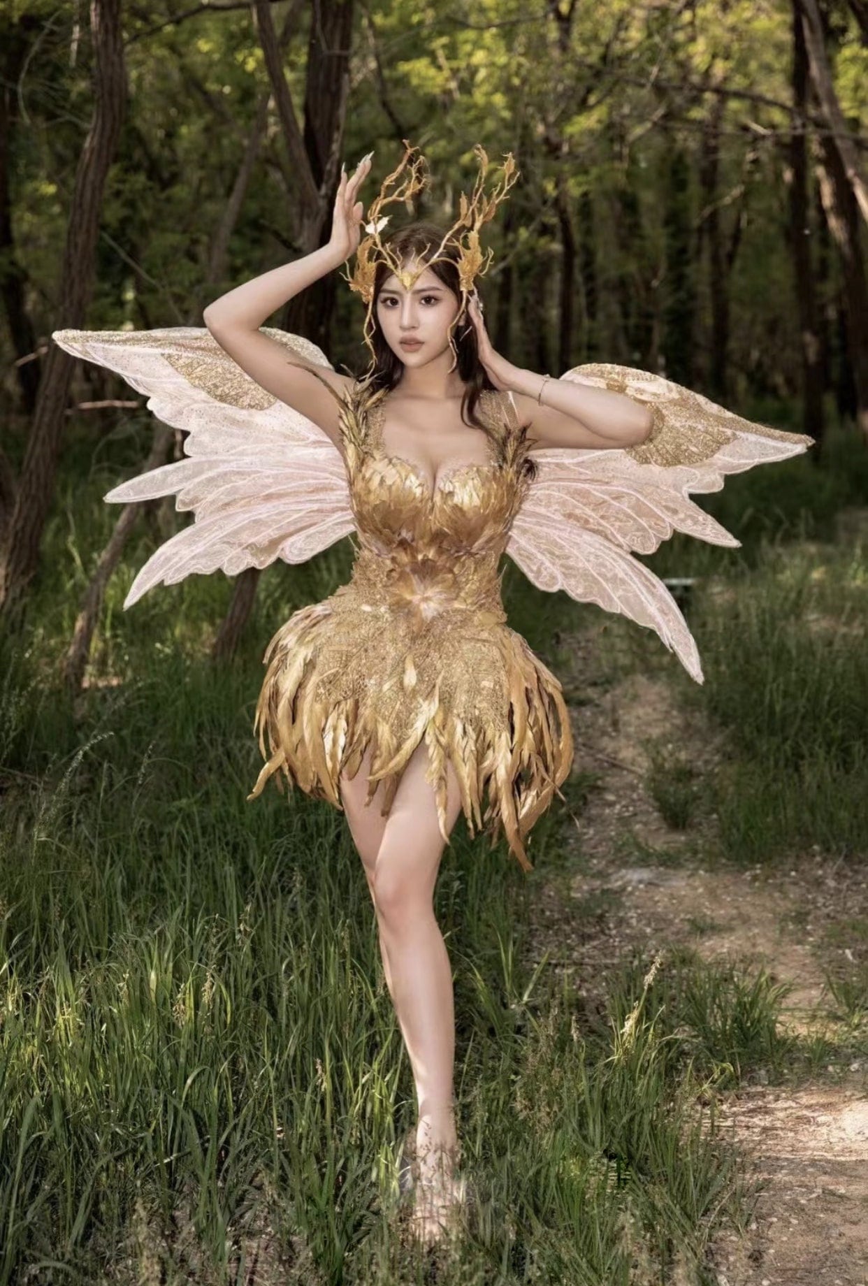 Women's Costume Goddess Costume Pageant Dress Feathered - Etsy Singapore
