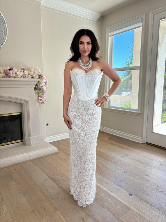 white lace column dress Helsa The Lace Column Dress in White