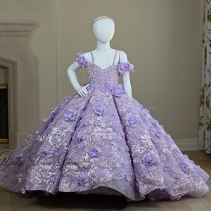 Girls Lavender Couture Dress, Sequin Pearl Beaded With Embroidery and ...