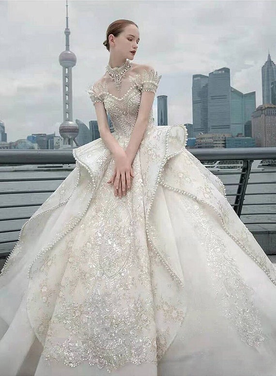 Beaded Wedding Dress, Ball Gown Wedding Dress, Custom Couture, Custom Bridal  Gown, Custom Wedding Dress, Luxury Wedding Gown - Etsy