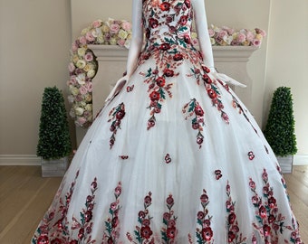 Quinceanera sweet 15 Ball Gown dress, off shoulder sleeves, made to measure, available in Many colors, customizable design