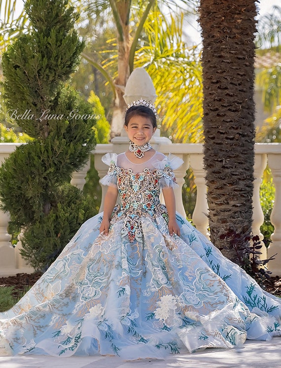 Girls Couture Royal Princess Dress, Luxury Ball Gown With Fully Beaded  Bodice, Embroidered Skirt, Pageant Flower Girl Dress, Birthday Dress -   Norway