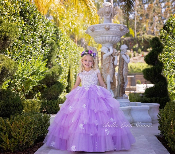 Girls Couture Dress - Luxury Princess Flower Girl Ball Gown