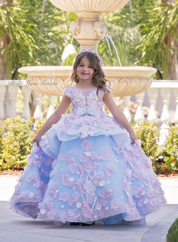 Buy M.B. Fashion New Satin Bridal Gown for Girls (4-5 Years, Light Blue) at  Amazon.in