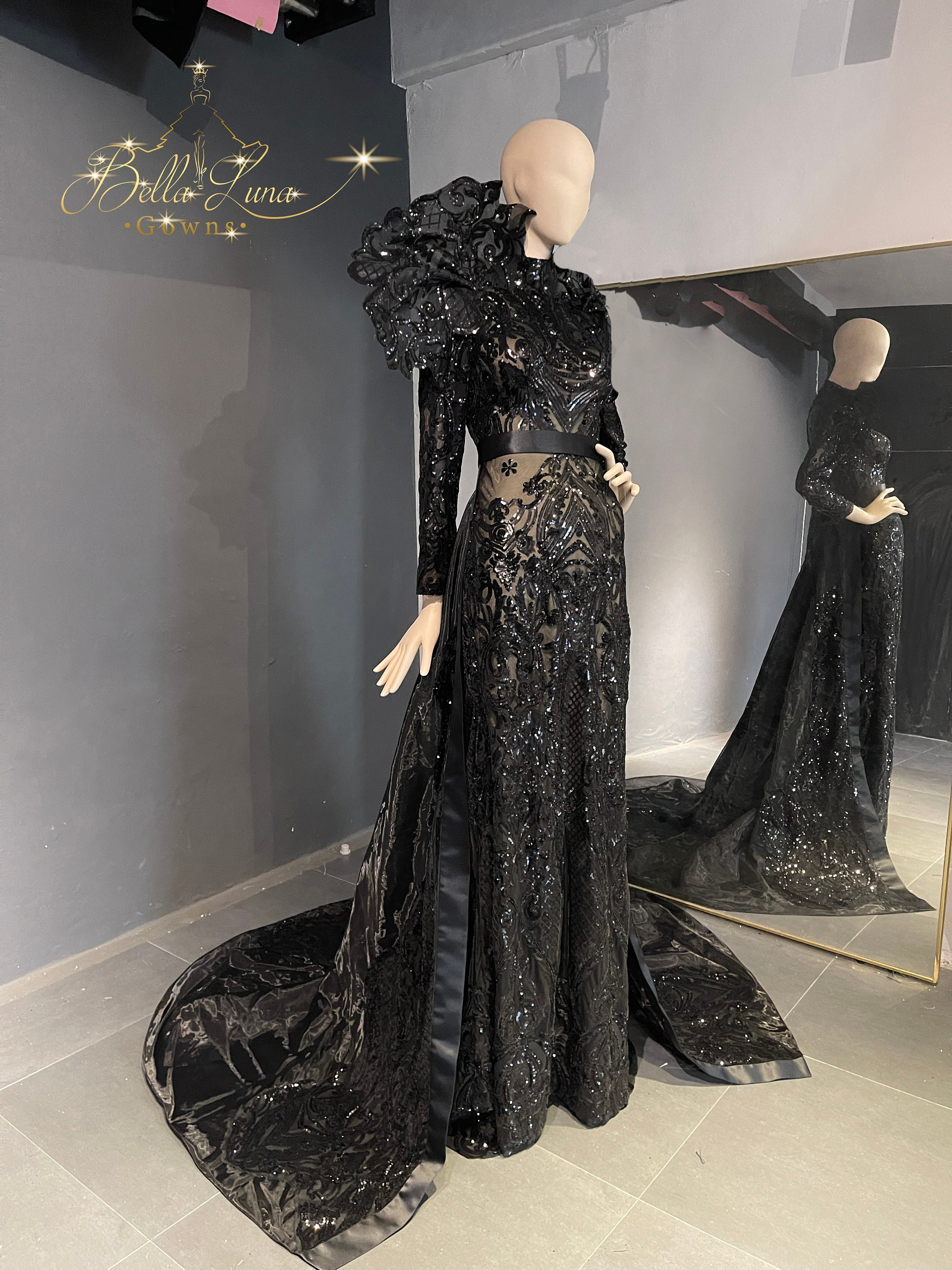 open lace back dress Black Maleficent Christening Costume